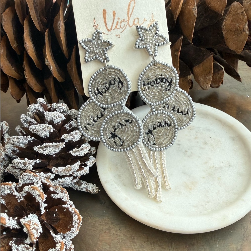 Silver Beaded New Year’s Eve Earrings